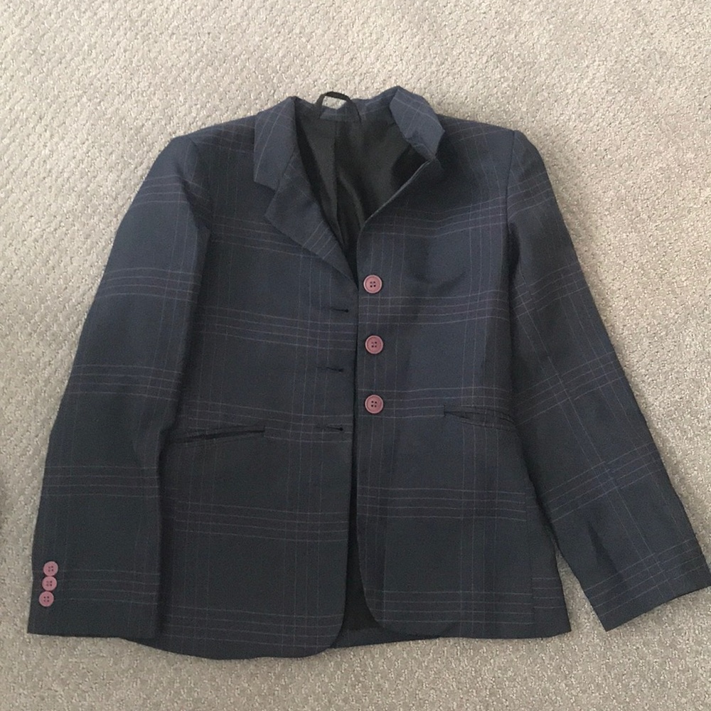 Grey and pink plaid blazer kids